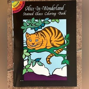 Vintage 1998 Alice in Wonderland Stained Glass Coloring Book Dover like new